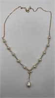 14K Gold Filled Pearl and Crystal Necklace