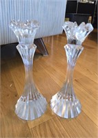 Lot of 2 Heavy Crystal Candleholders