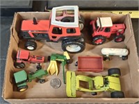 group of die cast toy tractors