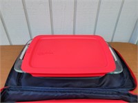 Pyrex Plate with Lid & Case