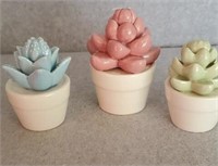 (3) CERAMIC PLANT/ CACTUS DECOR PIECES