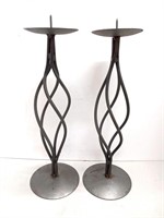 Twisted metal tall candle holders