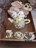 AUDRA'S BUNNYS HAND PAINTED TEAPOT AND OTHER