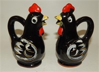 Black Redware Pottery Chickens with Handles