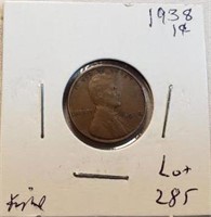 1938 Wheat Cent F
