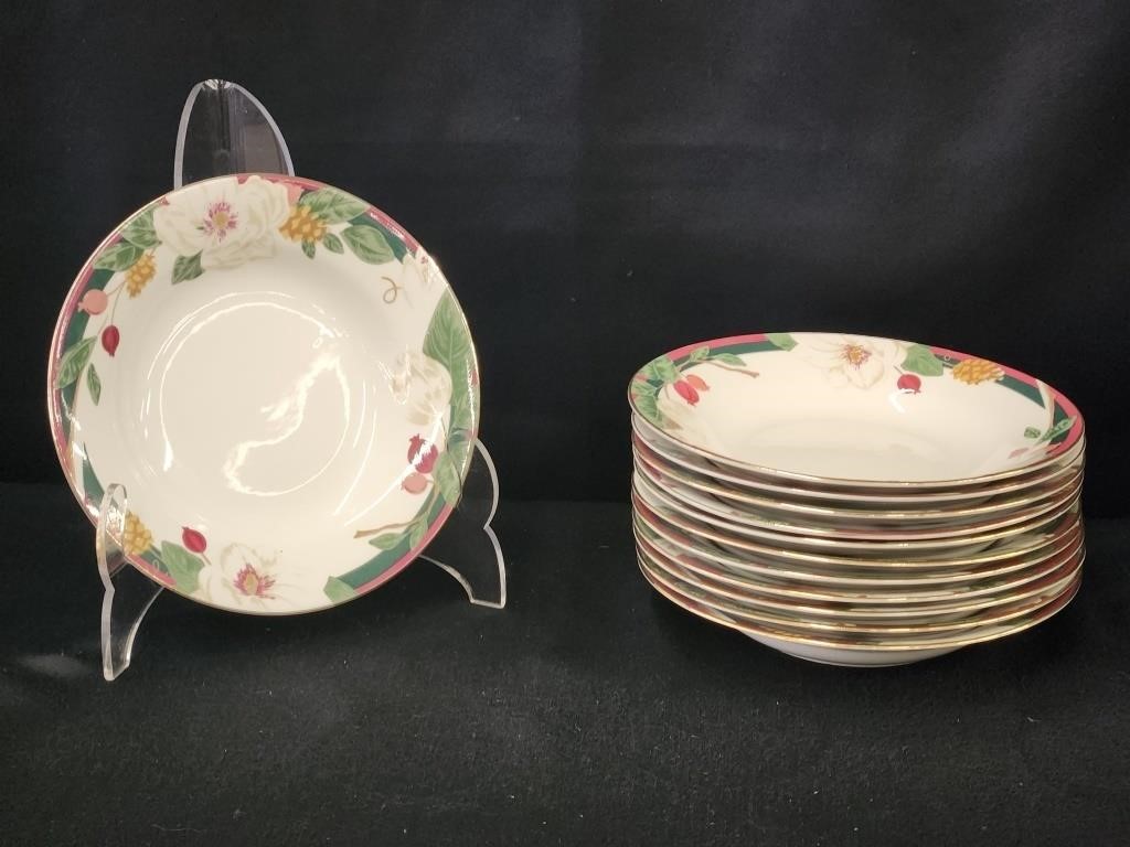 (12) TIENSHAN FINE CHINA "MAGNOLIA" SOUP BOWLS