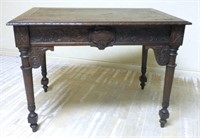 Neo Renaissance Parquetry Top Oak Salon Table.