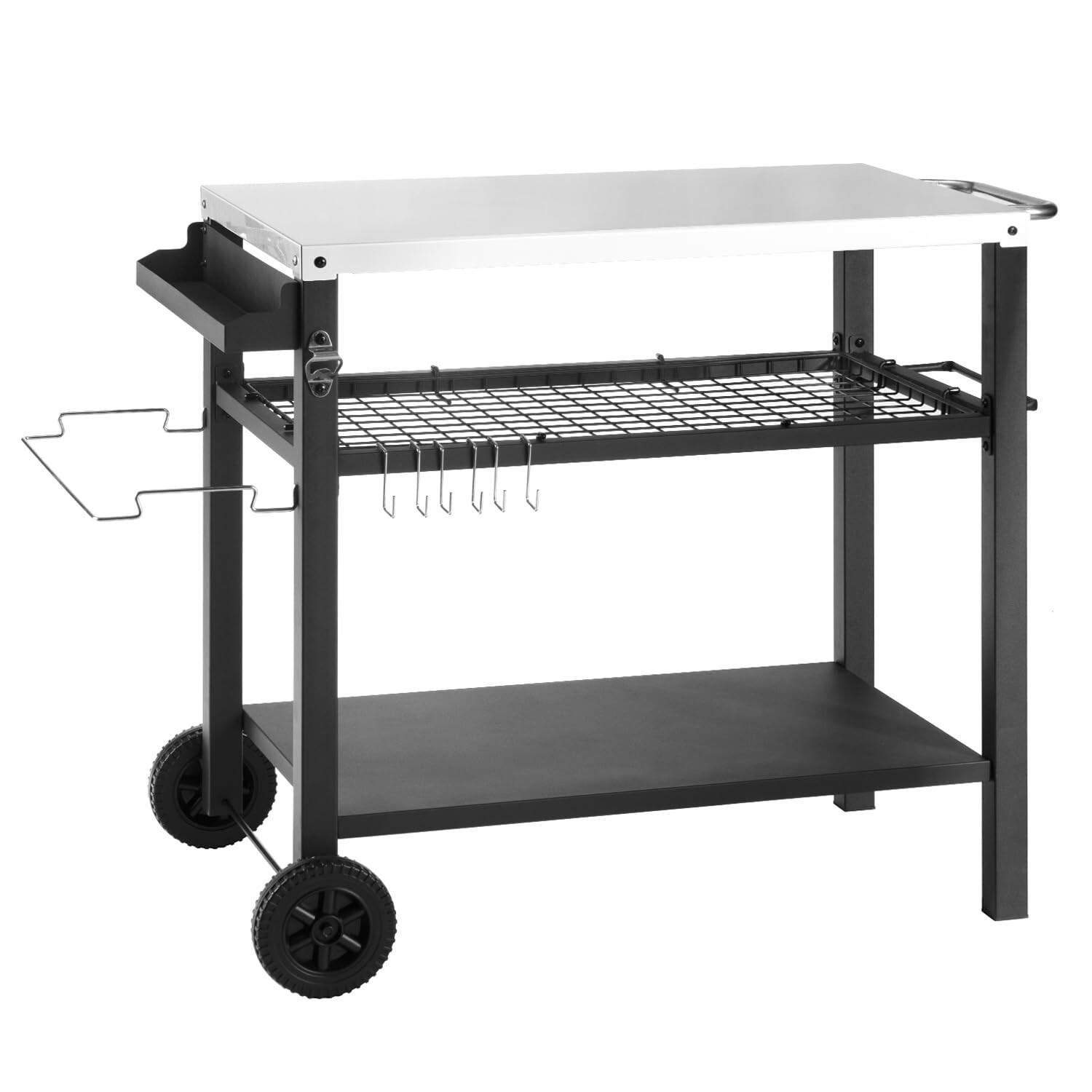DNKMOR Dining Cart Table with Three Shelf, Movabl