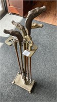 5 pc fireplace set, brass horses design, may be