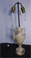 Cast Metal 24" Lamp w/ Marble Base Made in France