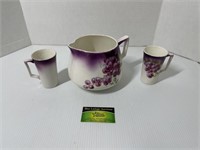 Dresden China Cider Pitcher and Mugs