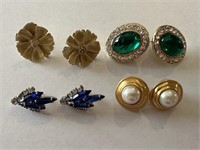 LOT OF 4 PAIRS OF EARRINGS ANNE KLEIN / RHINESTONE