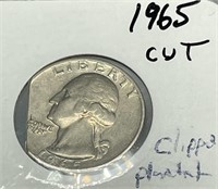 U.S. Washington Quarter 1965 ERROR Clipped Planche