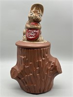 Vtg. McCoy Ceramic Cookie Jar- Log w/ Squirrel Lid