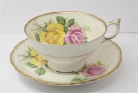 VINTAGE PARAGON ROSE & YELLOW CUP & SAUCER