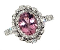 14k Gold 2.56 ct Oval Tourmaline & Diamond Ring