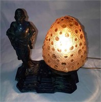1930's art deco style cast metal electric lamp.