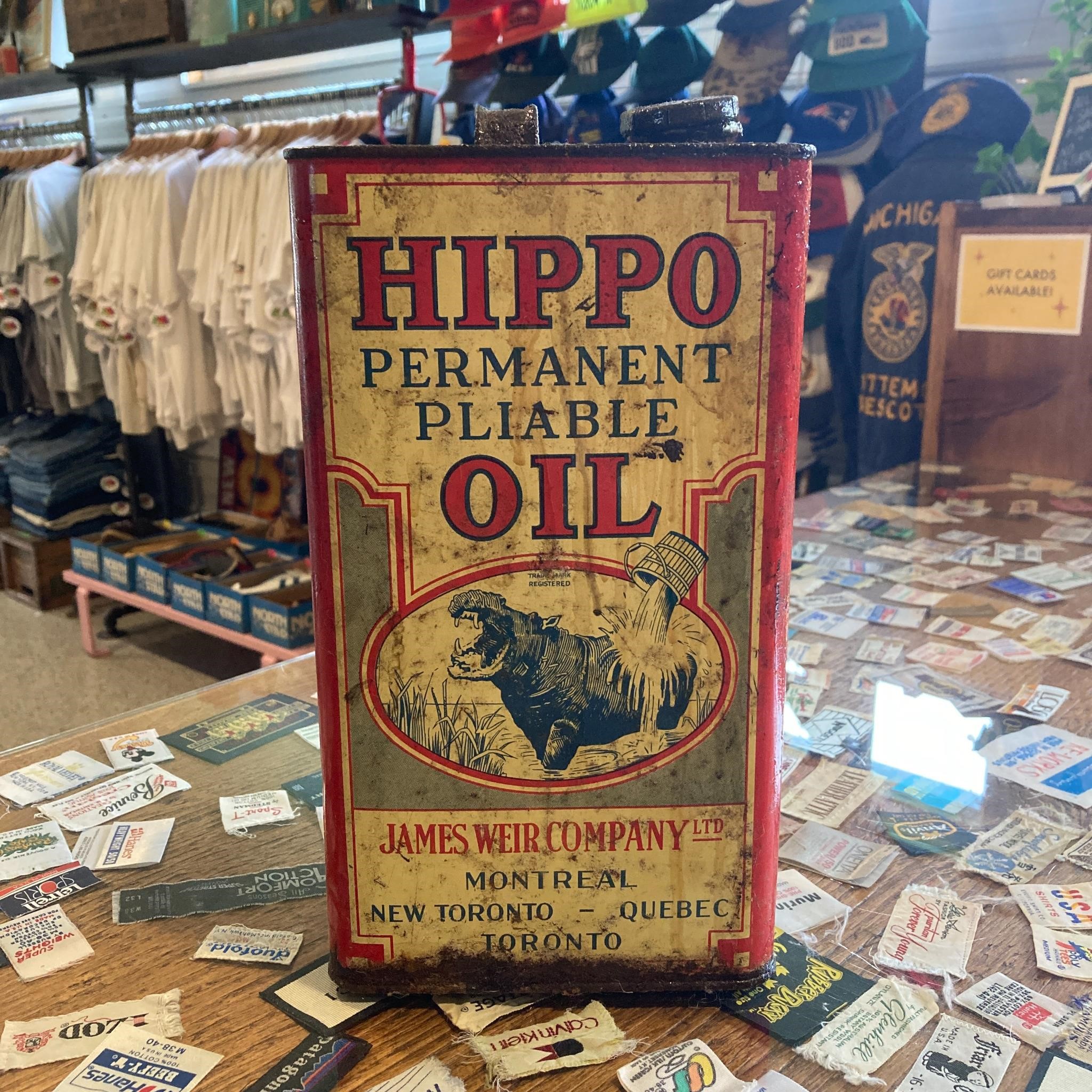 Antique Hippo Oil Rare Canadian Tin Can Toronto