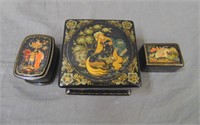 (3) Russian Lacquered Boxes.