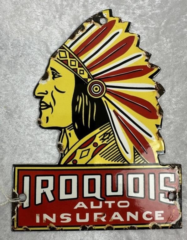 Enamel "IROQUOIS AUTO INSURANCE" Door Push