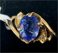 $2000 10K 1.43g Ceylon Sapphire(1.3ct)Diamond Ring