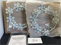 (2) snowflake wreath Christmas card holders