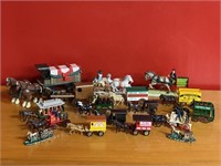 Group of Toy Model Horse Drawn Wagons & Engines