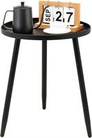 Small Round Accent Table  Metal Black  3 Legs