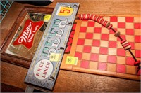 Wooden Coke Checkers Board; Miller High