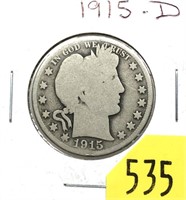 1915-D Barber half dollar