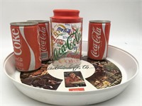 Vintage Coca Cola Tray - Can Bank - Glass Canister