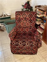 Upholstered Chair, & Bookcase (No Contents)