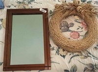 Antique wall mirror, wheat wreath