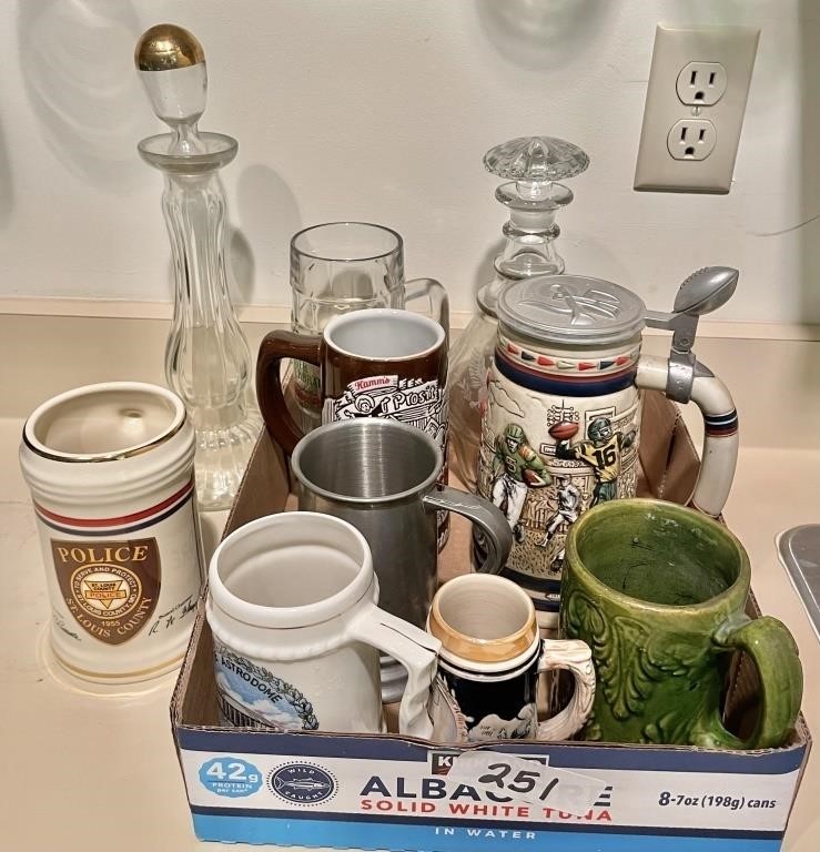 Group of beer steins and mugs