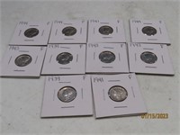 (10) 1930s/40s Silver Mercury Dimes Coins sleeved