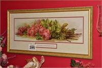 Pink rose framed picture 20" x 41"