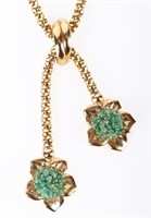 18K YELLOW GOLD EMERALD LEGI FLORAL NECKLACE