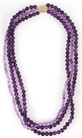 BEADED AMETHYST NECKLACE 10K YELLOW GOLD CLASP