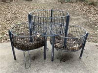 (3) wire planter stands.