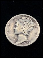 Vintage 1942 10C Mercury Silver Dime coin