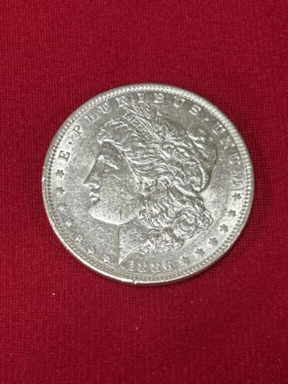 1886 Morgan silver dollar