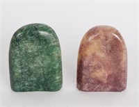 Green Fluorite & Polished Red Quartz Bookends