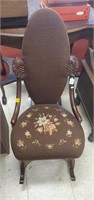Antique Victorian Needlepoint Rocking Chair