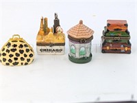 (4) PORCELAIN TRINKET BOXES, TRAVEL