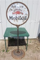 Ask Here for Gargoyle Mobiloil stand up sign
