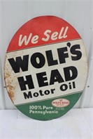 Wolf’s Head Motor Oil (1952) round egg-