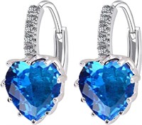 Elegant Heart 3.20ct Blue Topaz Earrings