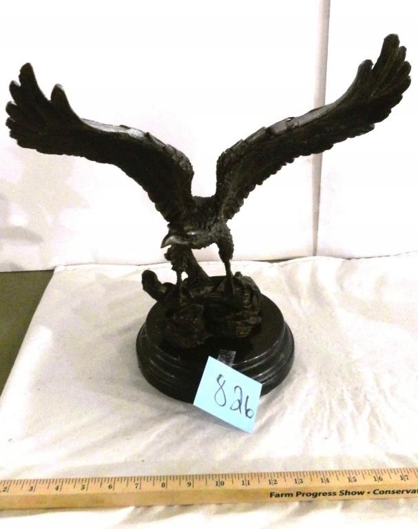 Eagle Bird Bronze Sculpture on Marble Base