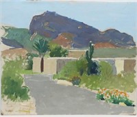 Southwest Painting of Mountain and Plants