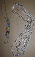 Faceted Iridescent & Black 24" 3 Strand Beaded
